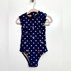 NWT- Shade Critters Navy one piece bathing suit with embroidered cherries. Size2